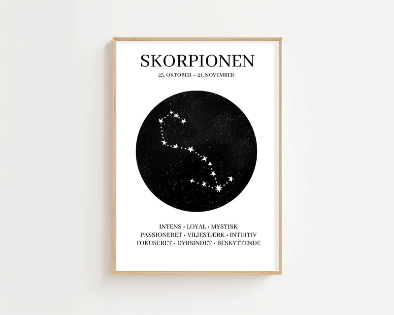 Skorpionen Stjernetegn Plakat - 21 x 29.7 cm - Nellastore