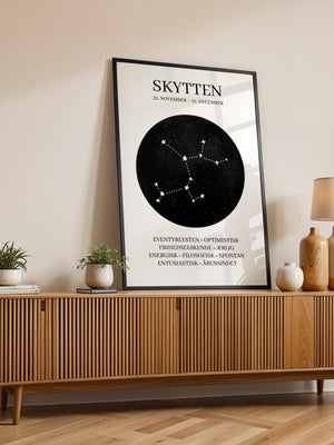Skytten Stjernetegn Plakat - 21 x 29.7 cm - Nellastore