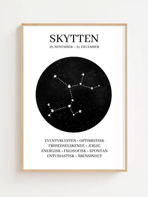 Skytten Stjernetegn Plakat - 21 x 29.7 cm - Nellastore