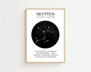 Skytten Stjernetegn Plakat - 21 x 29.7 cm - Nellastore