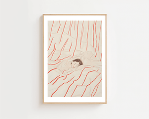 Sleeping In Red Lines Plakat - 21 x 29.7 cm (A4) - Nellastore