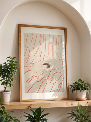 Sleeping In Red Lines Plakat - 21 x 29.7 cm (A4) - Nellastore