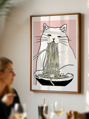 Spaghetti Cat Plakat - 21 x 29.7 cm (A4) - Nellastore