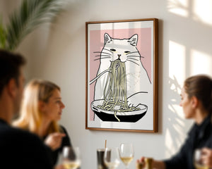 Spaghetti Cat Plakat - 21 x 29.7 cm (A4) - Nellastore