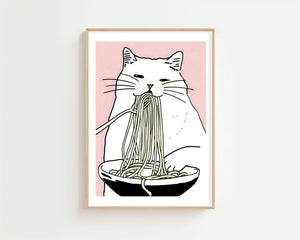 Spaghetti Cat Plakat - 21 x 29.7 cm (A4) - Nellastore