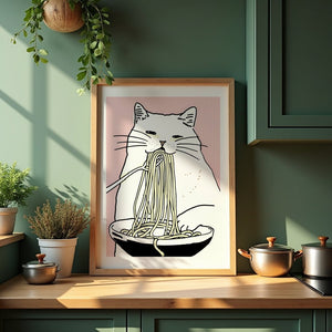 Spaghetti Cat Plakat - 21 x 29.7 cm (A4) - Nellastore