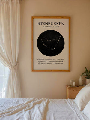 Stenbukken Stjernetegn Plakat - 21 x 29.7 cm - Nellastore