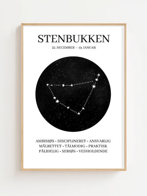 Stenbukken Stjernetegn Plakat - 21 x 29.7 cm - Nellastore