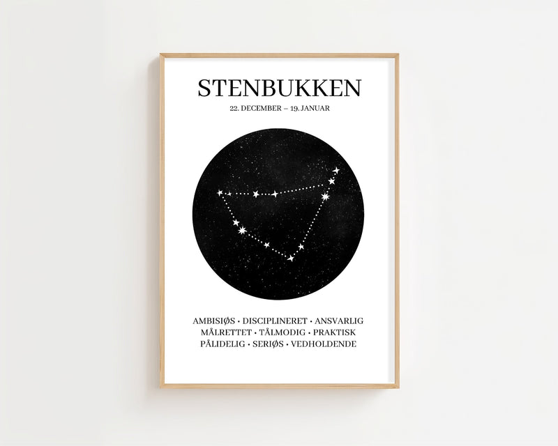 Stenbukken Stjernetegn Plakat - 21 x 29.7 cm - Nellastore