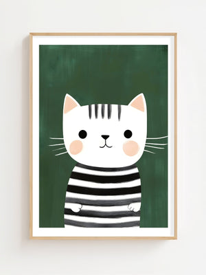 Striped Cat Plakat - 21 x 29.7 cm (A4) - Nellastore