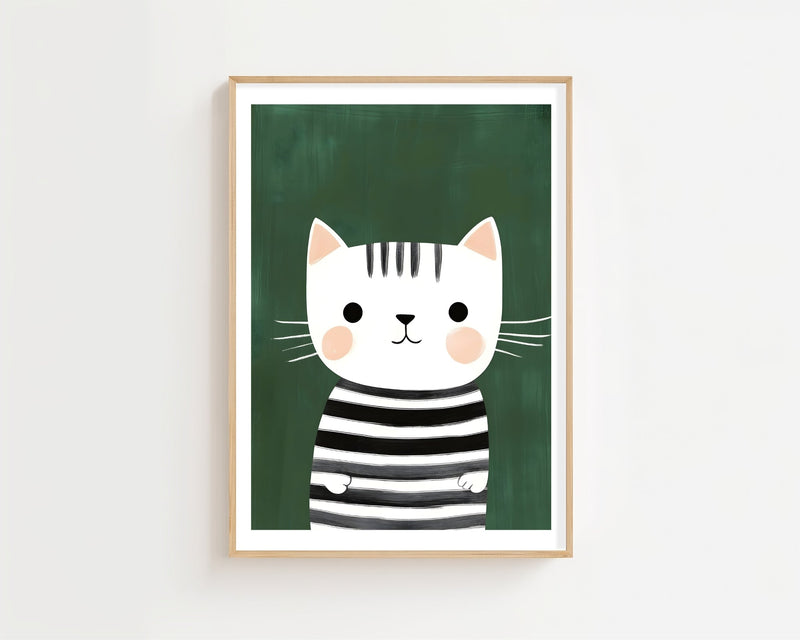 Striped Cat Plakat - 21 x 29.7 cm (A4) - Nellastore