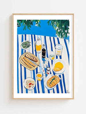 Striped Picnic Spread Plakat - 21 x 29.7 cm (A4) - Nellastore