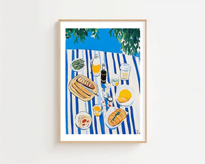 Striped Picnic Spread Plakat - 21 x 29.7 cm (A4) - Nellastore