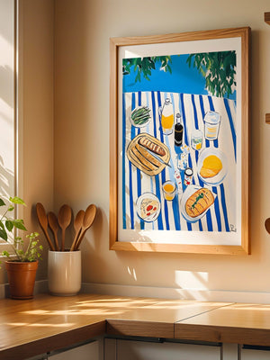 Striped Picnic Spread Plakat - 21 x 29.7 cm (A4) - Nellastore