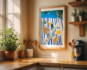 Striped Picnic Spread Plakat - 21 x 29.7 cm (A4) - Nellastore