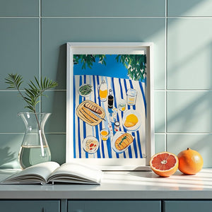 Striped Picnic Spread Plakat - 21 x 29.7 cm (A4) - Nellastore