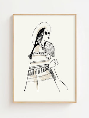 Summer Fan Lady Plakat - 21 x 29.7 cm - Nellastore