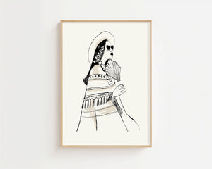 Summer Fan Lady Plakat - 21 x 29.7 cm - Nellastore