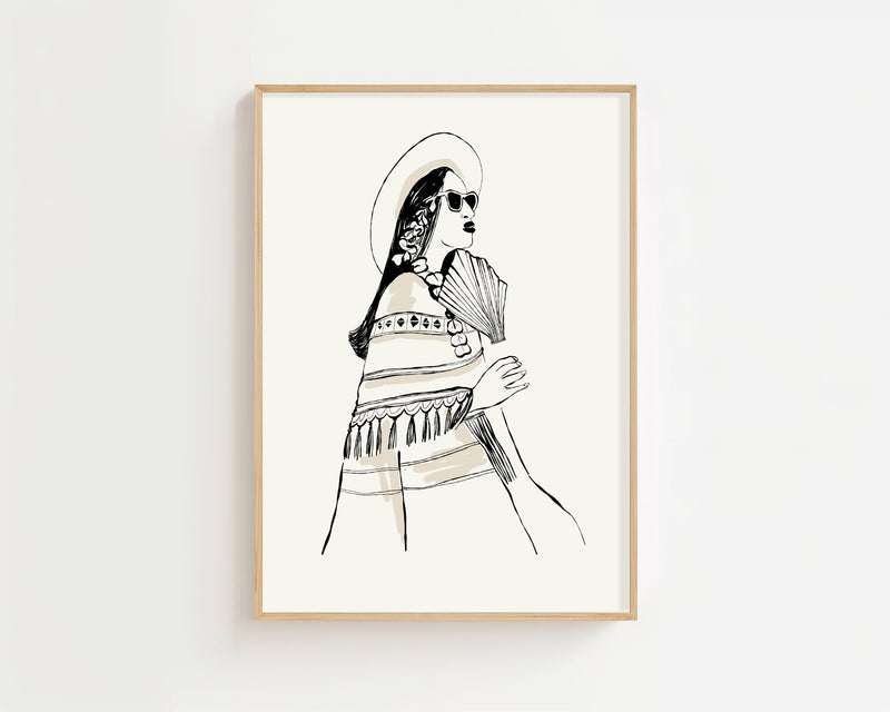Summer Fan Lady Plakat - 21 x 29.7 cm - Nellastore