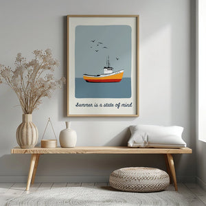 Summer State Boat Plakat - 21 x 29.7 cm (A4) - Nellastore