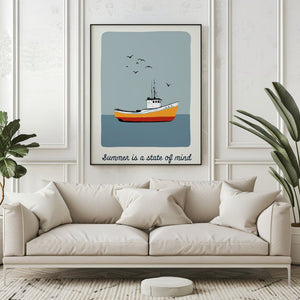 Summer State Boat Plakat - 21 x 29.7 cm (A4) - Nellastore