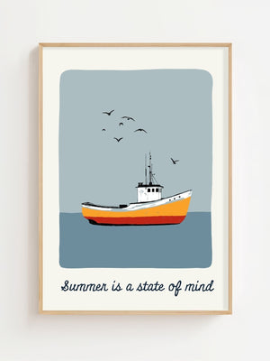 Summer State Boat Plakat - 21 x 29.7 cm (A4) - Nellastore