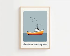 Summer State Boat Plakat - 21 x 29.7 cm (A4) - Nellastore