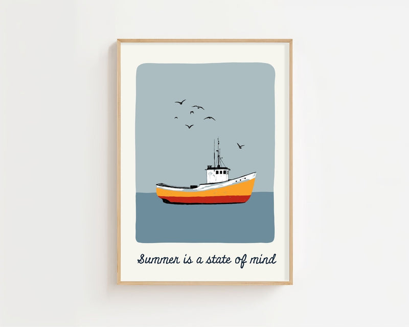Summer State Boat Plakat - 21 x 29.7 cm (A4) - Nellastore