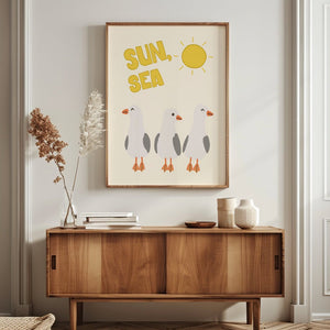 Sun Sea Seagulls Plakat - 21 x 29.7 cm - Nellastore