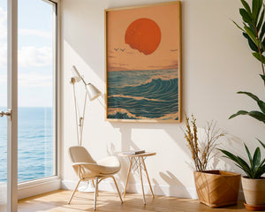 Sunset Over Ocean Waves Plakat - 21 x 29.7 cm (A4) - Nellastore