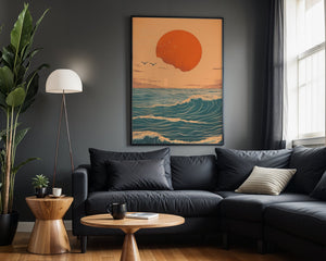 Sunset Over Ocean Waves Plakat - 21 x 29.7 cm (A4) - Nellastore