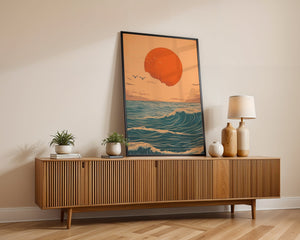 Sunset Over Ocean Waves Plakat - 21 x 29.7 cm (A4) - Nellastore