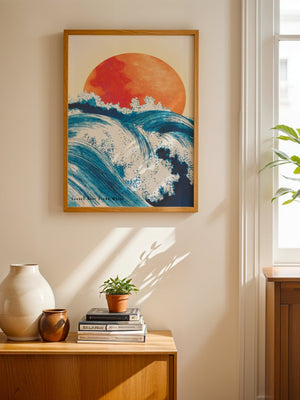 Sunset Over The Ocean Waves Plakat - 21 x 29.7 cm (A4) - Nellastore