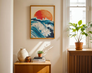Sunset Over The Ocean Waves Plakat - 21 x 29.7 cm (A4) - Nellastore
