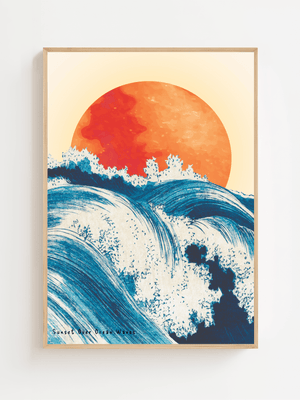 Sunset Over The Ocean Waves Plakat - 21 x 29.7 cm (A4) - Nellastore