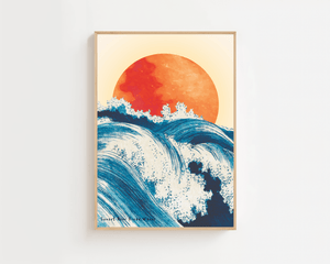 Sunset Over The Ocean Waves Plakat - 21 x 29.7 cm (A4) - Nellastore