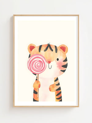 Tiger With Lollipop Plakat - 21 x 29.7 cm (A4) - Nellastore
