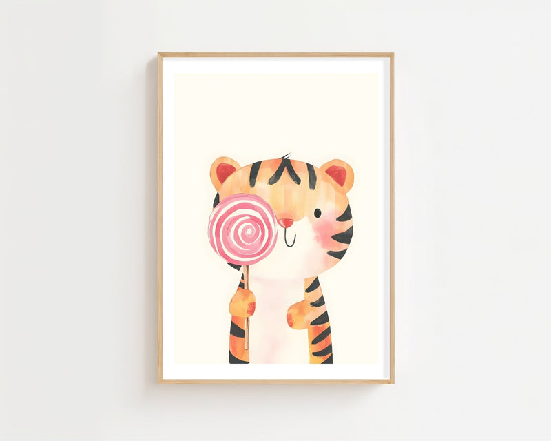 Tiger With Lollipop Plakat - 21 x 29.7 cm (A4) - Nellastore