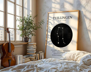 Tvillingerne Stjernetegn Plakat - 21 x 29.7 cm (A4) - Nellastore