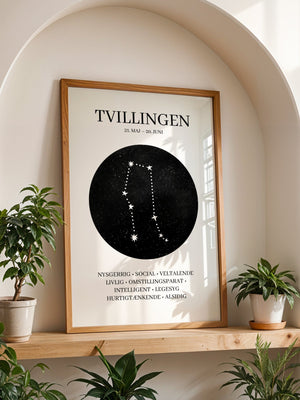Tvillingerne Stjernetegn Plakat - 21 x 29.7 cm (A4) - Nellastore