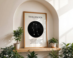 Tvillingerne Stjernetegn Plakat - 21 x 29.7 cm (A4) - Nellastore
