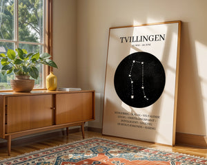 Tvillingerne Stjernetegn Plakat - 21 x 29.7 cm (A4) - Nellastore