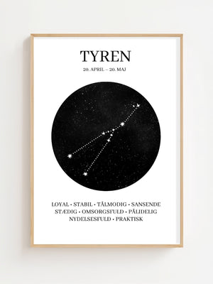 Tyren Stjernetegn Plakat - 21 x 29.7 cm - Nellastore