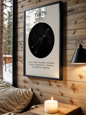 Tyren Stjernetegn Plakat - 21 x 29.7 cm - Nellastore