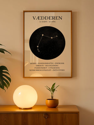Vædderen Stjernetegn Plakat - 21 x 29.7 cm - Nellastore