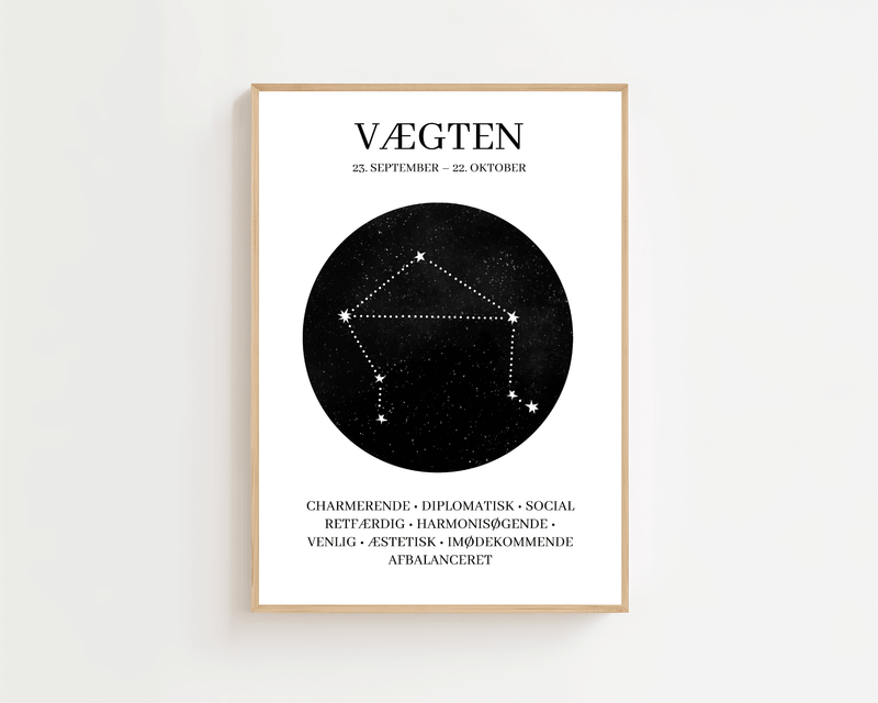 Vægten Stjernetegn Plakat - 21 x 29.7 cm (A4) - Nellastore