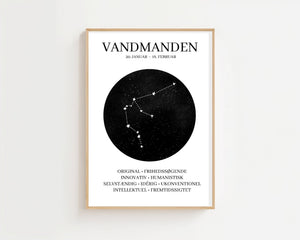 Vandmanden Stjernetegn Plakat - 21 x 29.7 cm - Nellastore