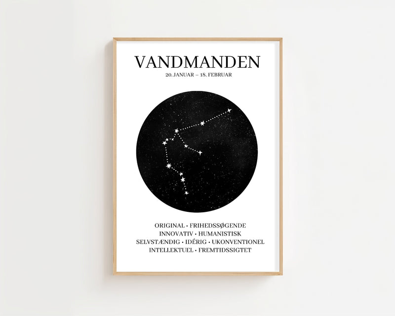 Vandmanden Stjernetegn Plakat - 21 x 29.7 cm - Nellastore