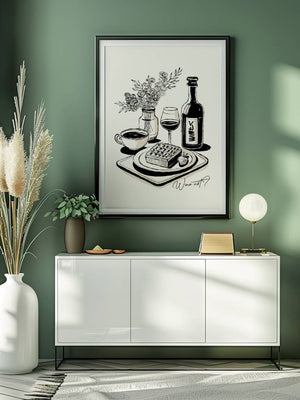 Vin og vaffel plakat - 21 x 29.7 cm - Nellastore