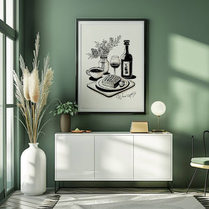 Vin og vaffel plakat - 21 x 29.7 cm - Nellastore